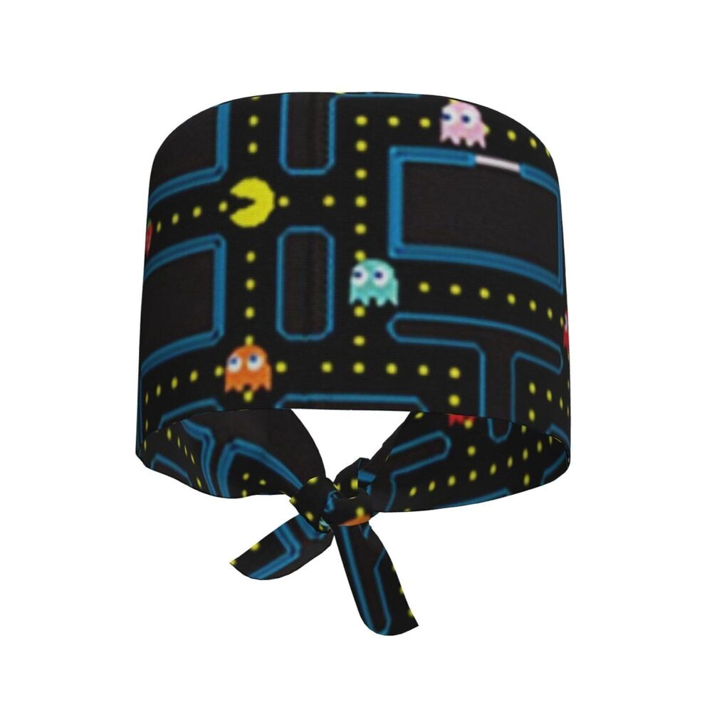 4391 Retro Video Game Pattern Adjustable Working Cap Scrub Hat Sweatband